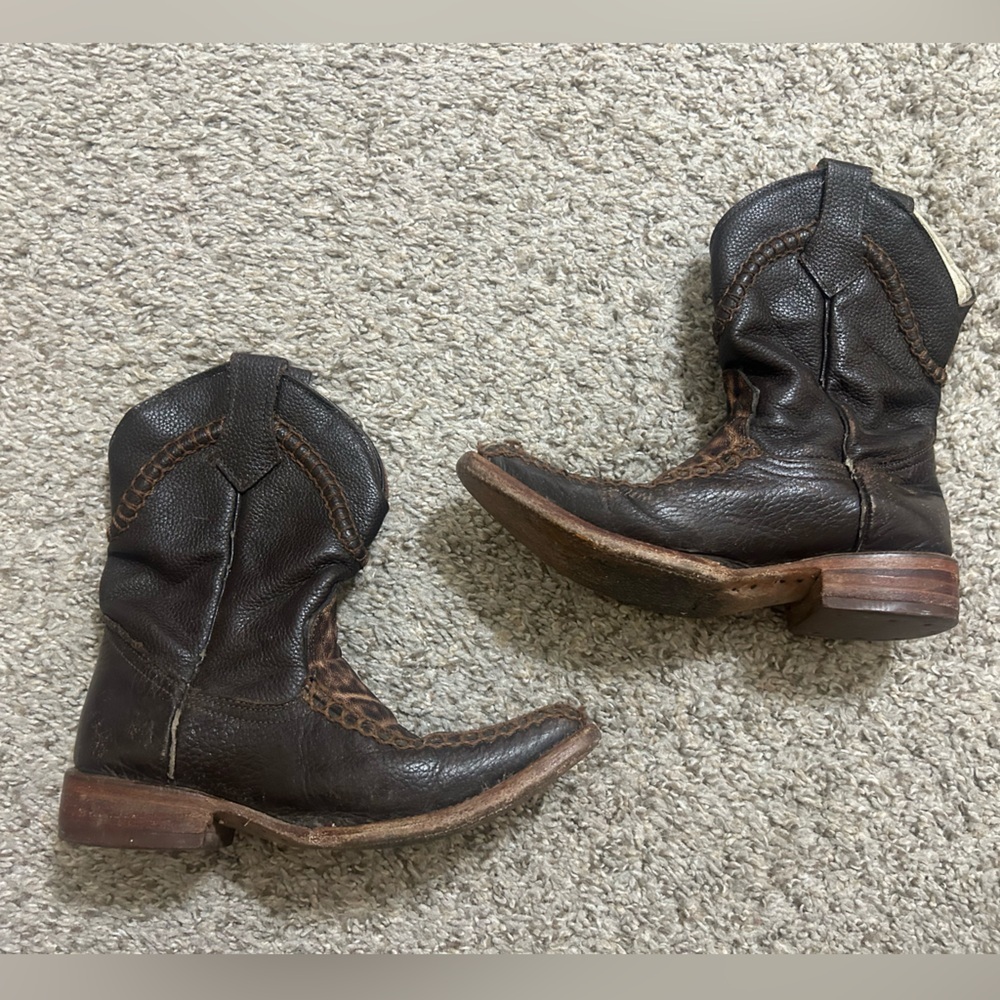 White Diamonds Leather Cowboy Western Boots Kids Size 12 Boys Outdoor Brown Fall
